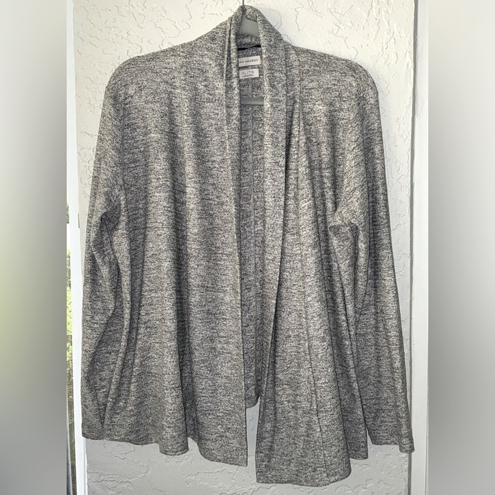 Van Heusen Gray & White Women's Open Front Cardigan